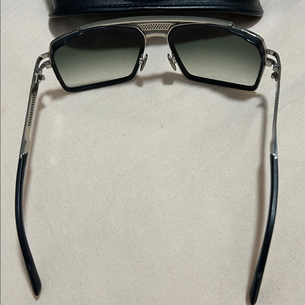 Cazal Men's Black and Silver Square Sunglasses with Gradient Lenses